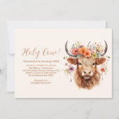 Invitation Cute Highland Cow 1er anniversaire (Devant)