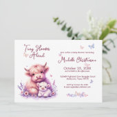 Invitation Cute Highland Cow Baby shower Floral (Debout devant)