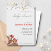 Invitation Cute Highland Vache & Calf Baby shower de Noël