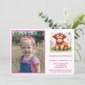 Invitation Cute Highland Vache Papillon photo fête d'annivers (Debout devant)