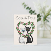 Invitation Cute Holiday Cats Enregistrer la date Avis du Mari (Debout devant)