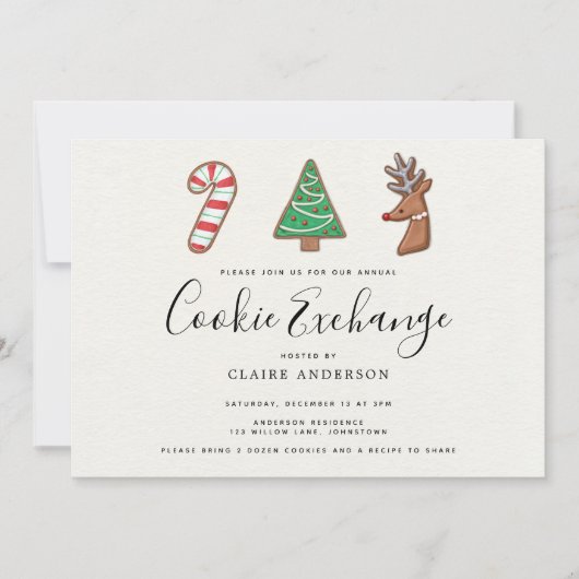 Invitation Cute Holiday Cookie Exchange (Devant)