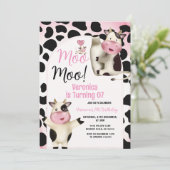 Invitation Cute Holy Cow Moo Moo Any Age Birthday Party (Debout devant)