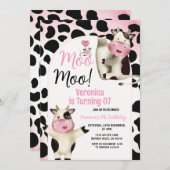 Invitation Cute Holy Cow Moo Moo Any Age Birthday Party (Devant / Derrière)