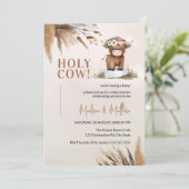 Invitation Cute Holy Cow Pampas Rustic Farm Baby shower (Debout devant)