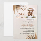Invitation Cute Holy Cow Pampas Rustic Farm Baby shower (Devant / Derrière)