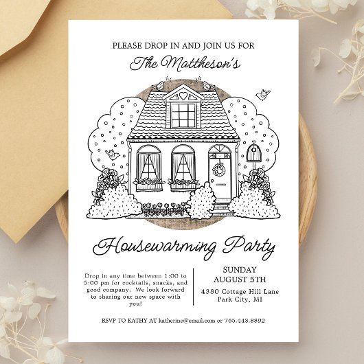Invitation Cute Home Illustrated Drop In Houseécher Party