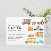 Invitation Cute Honk Beep Vroom Anniversaire de enfant du tra (Debout devant)