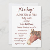 Invitation Cute Horse Boho Ranch Baby Boy Western Pony Invita (Devant)