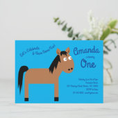 Invitation Cute Horse Enfants 1er Anniversaire Fête Invitatio (Debout devant)