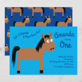 Invitation Cute Horse Enfants 1er Anniversaire Fête Invitatio (Devant / Derrière)