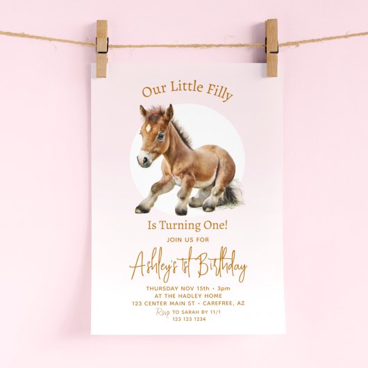 Invitation Cute Horse Girls 1er anniversaire