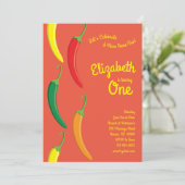 Invitation Cute Hot Chili Pepper Kids 1er anniversaire (Debout devant)