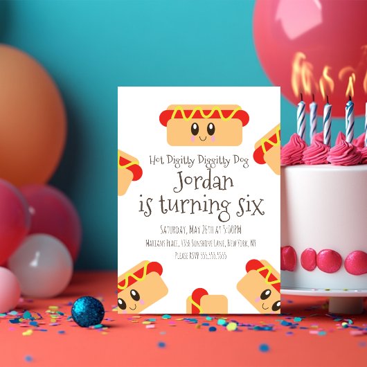 Invitation Cute Hot Dog Diggity BBQ Party