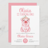 Cute Hot Rose Farm bébé porc fille 1er anniversair