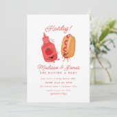 Invitation Cute Hotdog Pique-nique Baby Baby shower rouge bar (Debout devant)