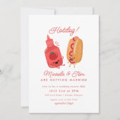 Invitation Cute Hotdog Pique-nique Rouge BBQ Couples Fête des (Devant)