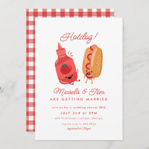 Invitation Cute Hotdog Pique-nique Rouge BBQ Couples Fête des