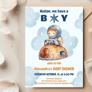 Invitation Cute 'Houston nous avons un garçon' Baby shower sp