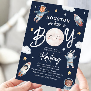 Invitation Cute 'Houston nous avons un garçon' Baby shower sp