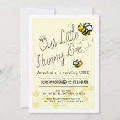 Invitation Cute Hunny Bee Jaune 1ère fête d'anniversaire (Devant)