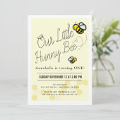 Invitation Cute Hunny Bee Jaune 1ère fête d'anniversaire (Debout devant)