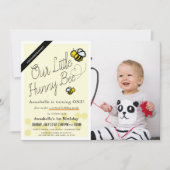 Invitation Cute Hunny Bee Yellow Photo 1er anniversaire virtu (Devant)