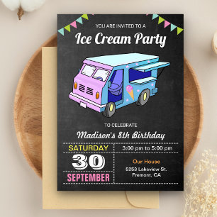 Invitation Cute Ice Cream Camion fête d'anniversaire