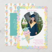 Invitation Cute Ice Cream Graduation Announcement Photo (Devant / Derrière)
