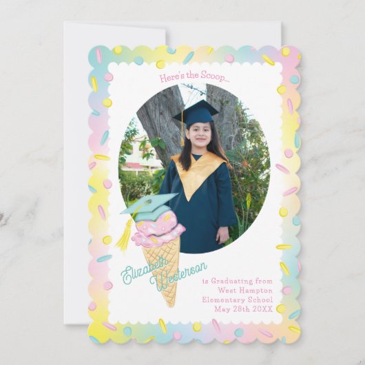 Invitation Cute Ice Cream Graduation Announcement Photo (Devant)