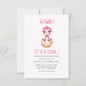 Invitation Cute It's a Girl Cute Dinosaur Baby Shower (Devant)