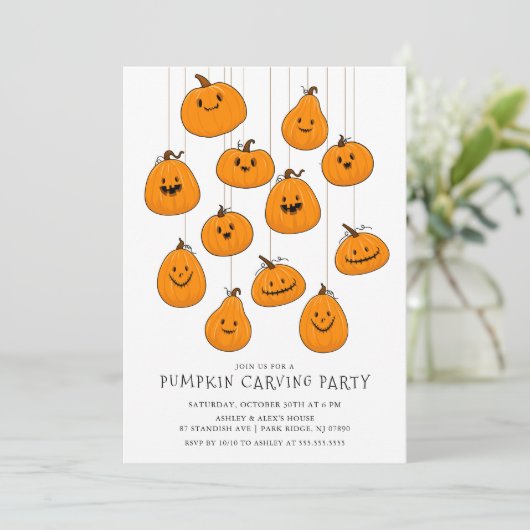 Invitation Cute Jack O'lantern Citrouille Carving Halloween (Debout devant)