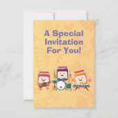 Invitation Cute jam session musicien dessin d'anniversaire (Dos)