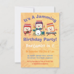 Invitation Cute jam session musicien dessin d'anniversaire