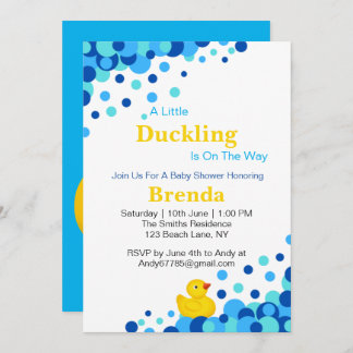 Invitation Cute Jaune Caoutchouc | Couleurs de bulles bleues