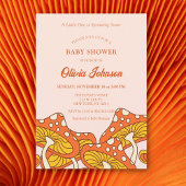 Invitation Cute Jaune Orange Champignons Baby shower à thème