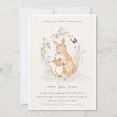 Invitation Cute Joey Mama Kangaroo Baby shower de couronnes f (Devant)