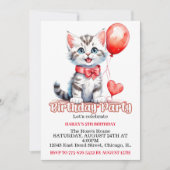 Invitation Cute Joueuse Kitty Chat Anniversaire (Devant)