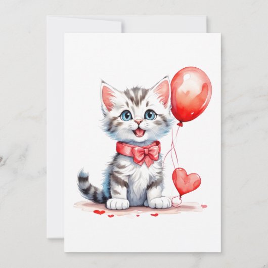 Invitation Cute Joueuse Kitty Chat Anniversaire (Dos)