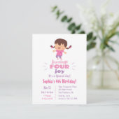 Invitation Cute Jump Four Joy Girls 4e fête d'anniversaire (Debout devant)
