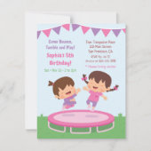Invitation Cute Jumping Filles Trampoline fête d'anniversaire (Devant)