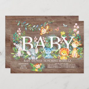 Invitation Cute Jungle Animal Girl Baby shower garçon Invitat