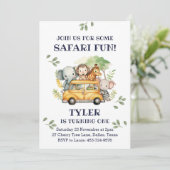 Invitation Cute Jungle Animal Safari 1ère fête d'anniversaire (Debout devant)