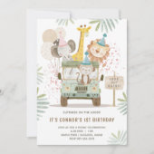 Invitation Cute Jungle Animaux 1er anniversaire (Devant)
