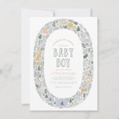 Invitation Cute Jungle Safari Animaux Baby Boy Baby shower (Devant)