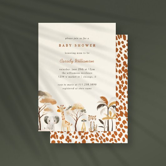 Invitation Cute Jungle Safari Animaux Garçon Baby shower
