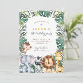 Invitation Cute Jungle Safari Animaux Garçon fête d'anniversa (Debout devant)