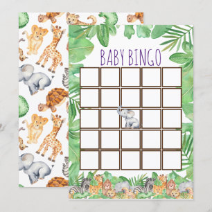 Invitation Cute Jungle Safari Baby shower animal bébé Bingo