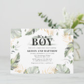 Invitation Cute Jungle Safari Baby shower Garçons Giraffe (Debout devant)