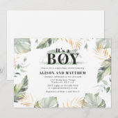 Invitation Cute Jungle Safari Baby shower Garçons Giraffe (Devant / Derrière)